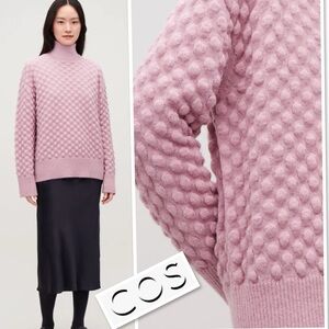 COS Women's Pink Bobble-stitch Jumper Sweater Pullover Size XS